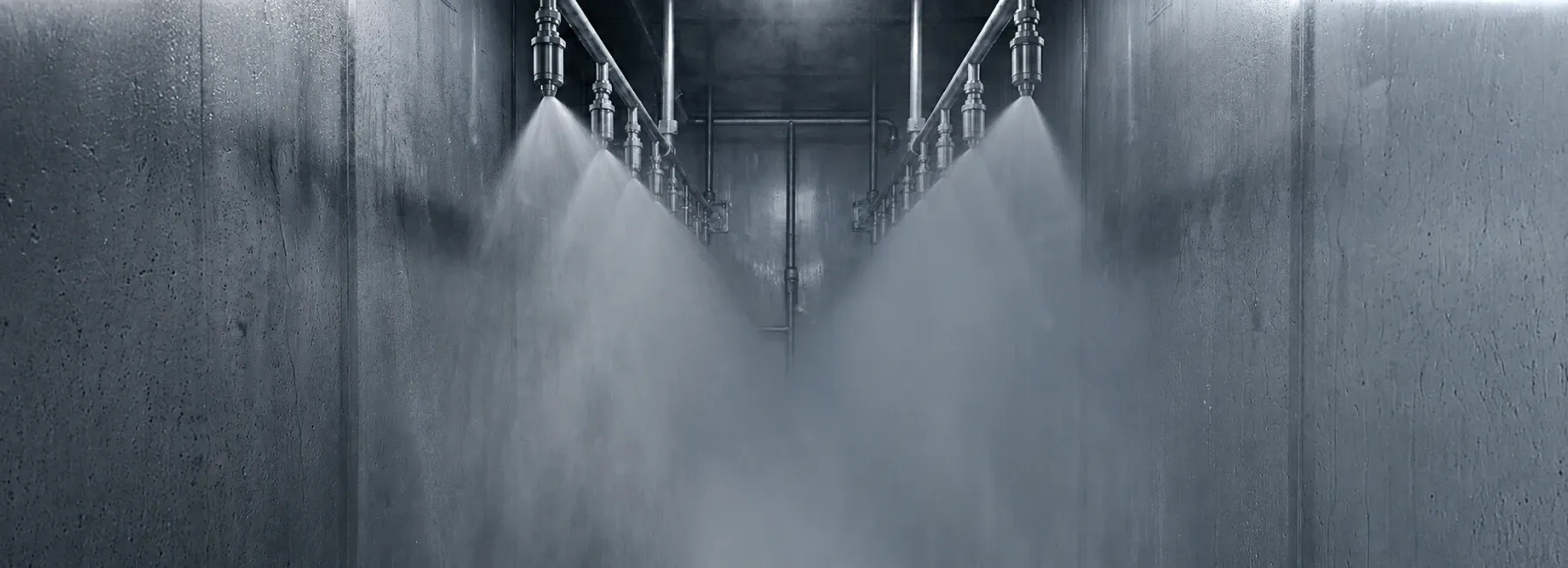 Túnel de lavagem de gases com cortina de pulverização